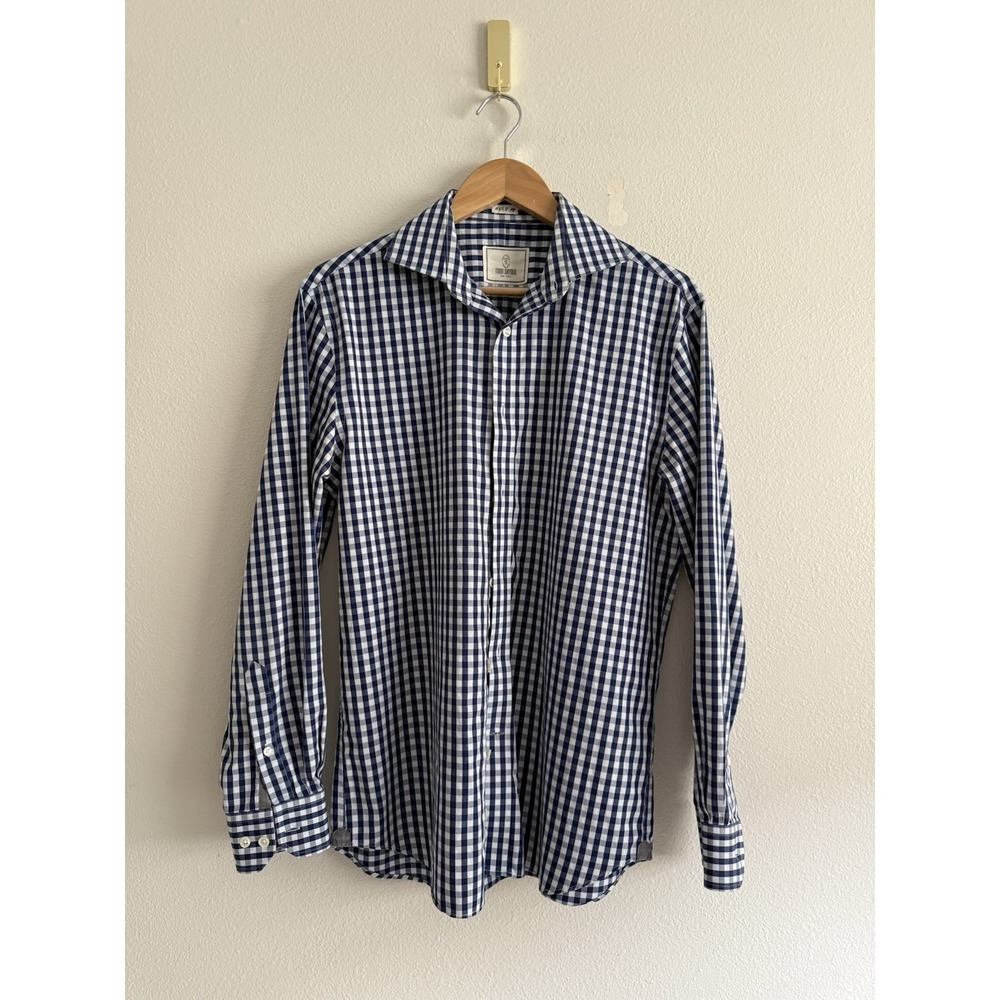 Todd Snyder Gingham blue dress shirt men's sz 15.5